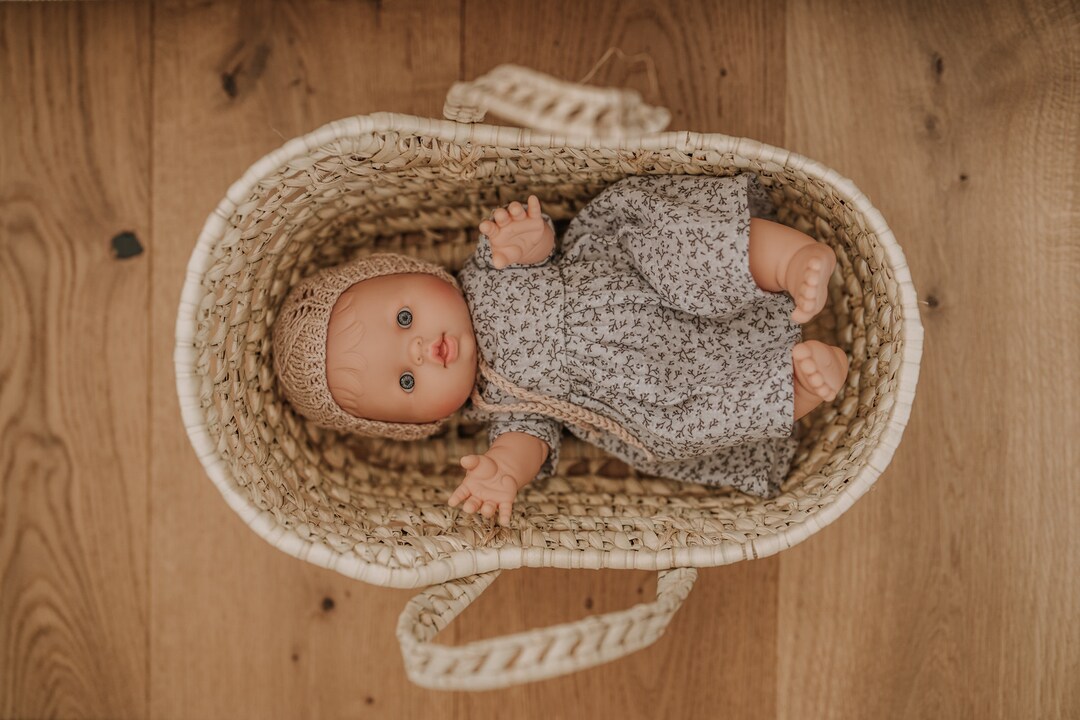JenLiving® Puppentrage MINI LOU aus Palmblatt, Puppenbett