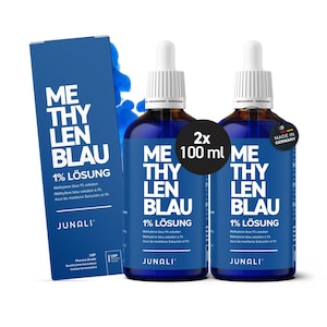 Solución de azul de metileno 1% USP calidad pura, solución 2x 100 ml, sin metales pesados, probada en laboratorio y fabricada en Alemania, Azul de metileno Premium