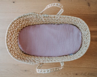 Ensemble JenLiving® composé d'un porte-poupée en feuille de palmier et d'un matelas Powder Dream Pink