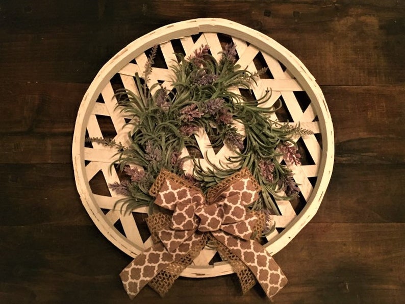 Rustic Round Illuminated White Tobacco Basket with Lavender Etsy