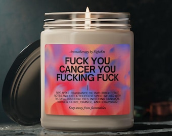 Funny Cancer Candle, F*ck Cancer Gradient Natural Soy Wax Candle, Cheer Up Gift, Radiation Gift, Chemo Care Package