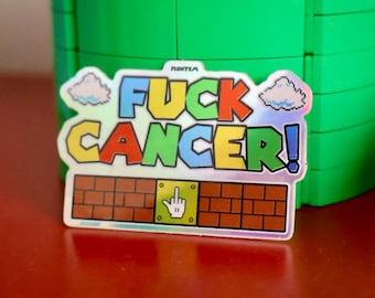 Super F*ck Cancer Bros Holographic Sticker, Weatherproof, UV-resistant, Dishwasher safe