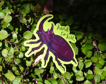 Hard to Kill Rhino Beetle Sticker