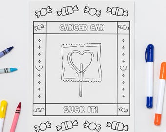Digital Download Coloring Page PDF Cancer can Suck It | Chemo Care Package