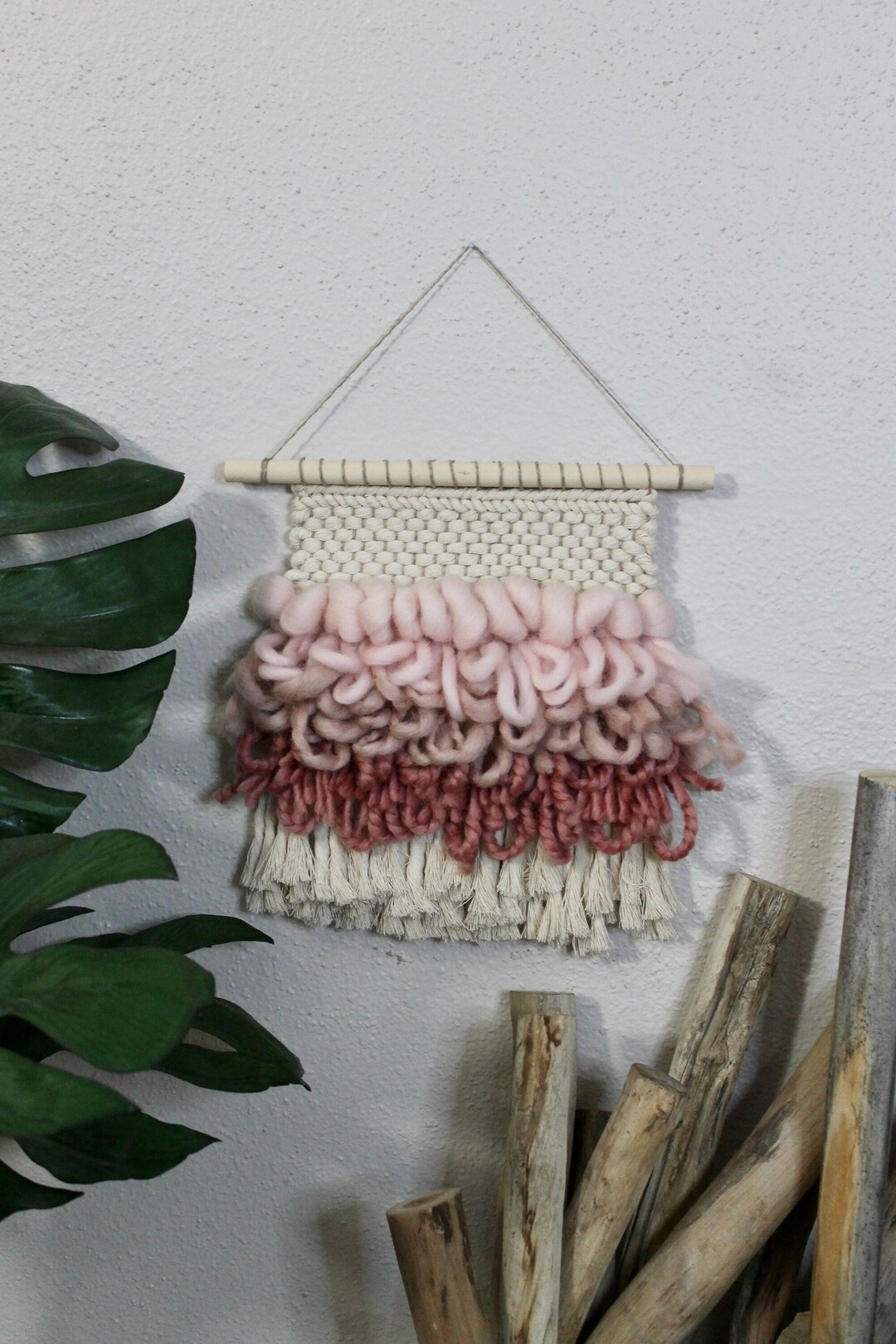 Mini Pink Woven Wall Hanging Wall Art Weaving Woven Etsy