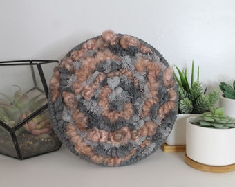 Circle gray and pink woven wall hanging | wall art | abstract weaving | woven tapestry | wall decor | wall tapestry | home decor | tapestry