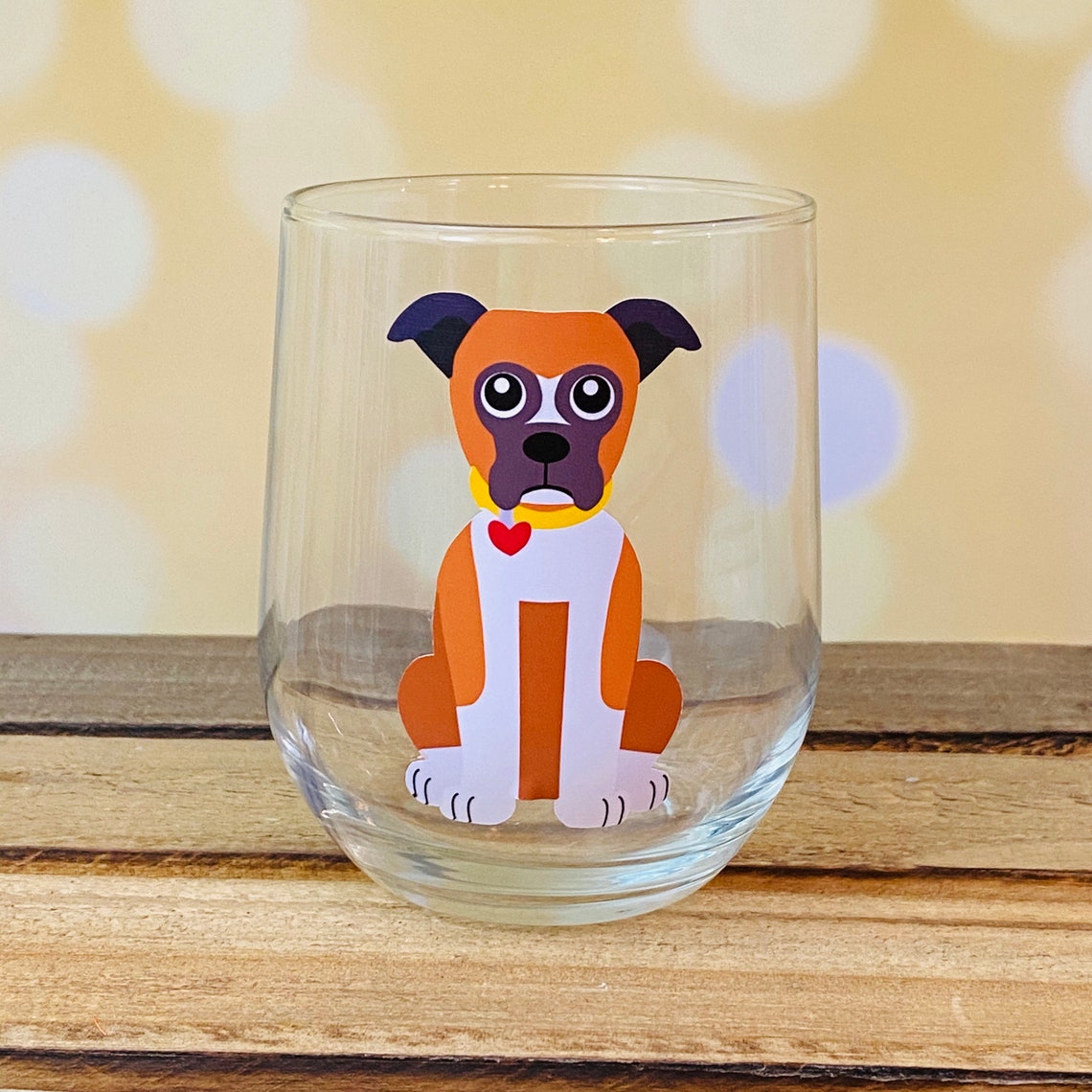 Custom Boxer Dog Wine Glass Boxer Stemless Glass Custom Etsy