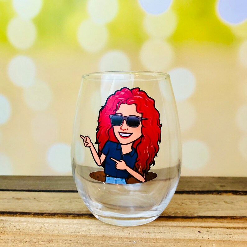 Custom Wine Glass Bitmoji Stemless Wine Glasses Unique Etsy