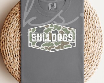 Duck Camo Bulldogs PNG | Vintage School Spirit Graphic | Digital Download