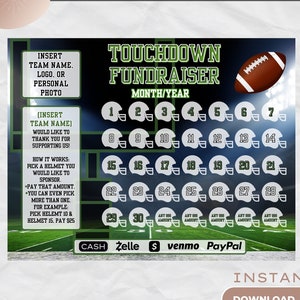 Football Fundraiser Template - Easy Fundraising Template - Football Calendar Fundraiser - Printable Fundraiser - Football Template