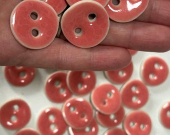 1” Melon Glazed Porcelain Button for Knitting or Crochet