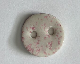 1” Glazed Pink Confetti Porcelain Button for Knitting or Crochet