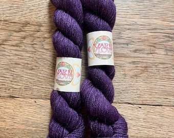 Destash Yarn: Yarn Love, Arabian Nights, 2 skeins purple BFL sock yarn, 50g each