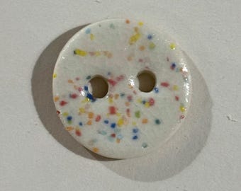 1” Glazed Confetti Porcelain Button for Knitting or Crochet
