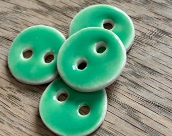 1” Lizard Green Glazed Porcelain Button for Knitting or Crochet