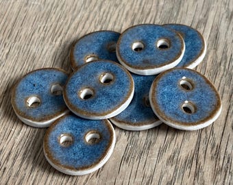 1” Blue Rutile Glazed Porcelain Button for Knitting or Crochet