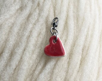 Red Heart Porcelain Progress Keeper Charm for Knitting or Crochet