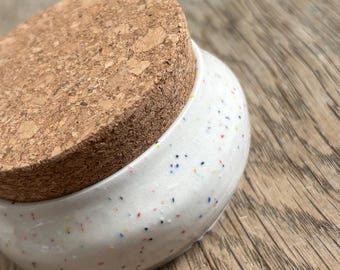 Glazed Confetti Porcelain Notions Jar with Cork lid