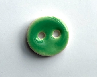 3/4” Lizard Green Glazed Porcelain Button for Knitting or Crochet