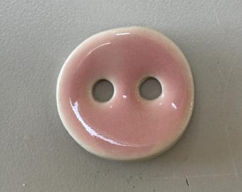 3/4” Peek-A-Boo Pink Glazed Porcelain Button for Knitting or Crochet
