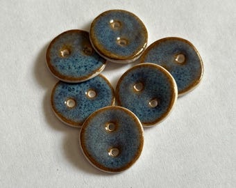 3/4” Blue Rutile Glazed Porcelain Button for Knitting or Crochet