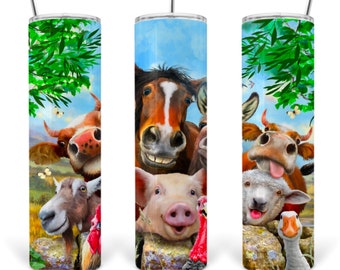 Diseño de sublimación para envoltorio de vaso con diseño de animales de granja para vaso de 20 oz Descarga instantánea PNG para manualidades y decoración de casas de campo