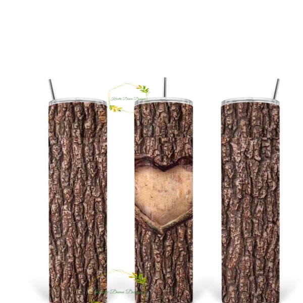 Tree Bark Tumbler, 20oz Skinny, PNG, Seamless Wood Pattern
