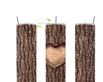 Tree Bark Tumbler, 20oz Skinny, PNG, Seamless Wood Pattern