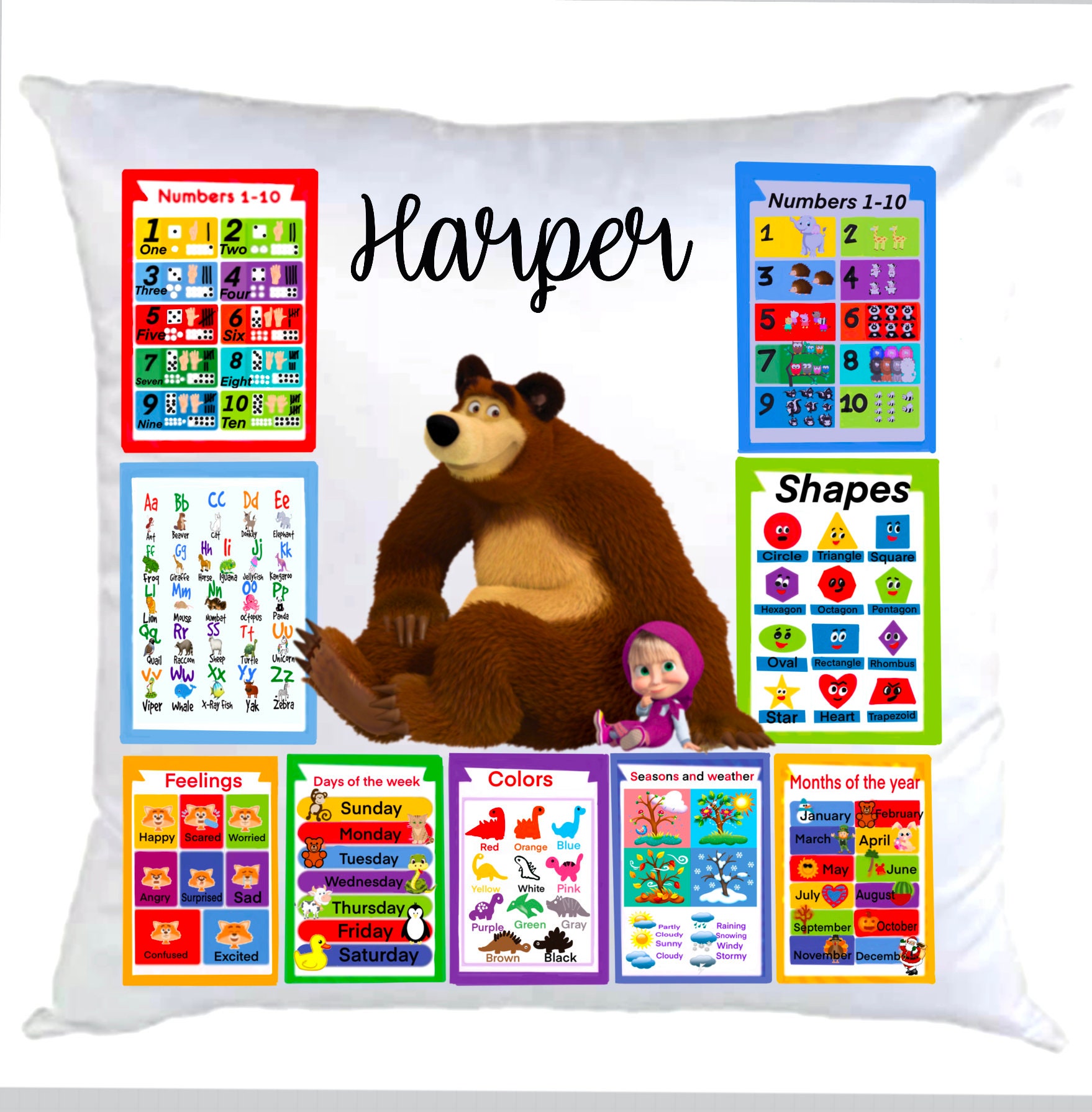 Learning pillow preschool learning pillow templatePillow Etsy