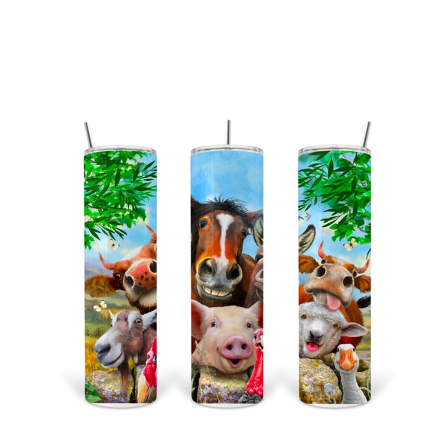 Farm Animals Tumbler Wrap - Sublimation Design for 20 Oz Tumbler - Instant Download PNG for DIY Crafts and Farmhouse Decor