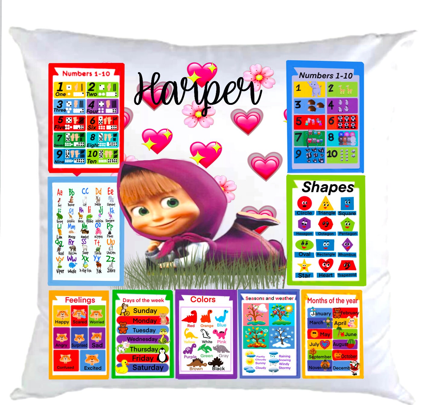 Learning pillow preschool learning pillow templatePillow Etsy
