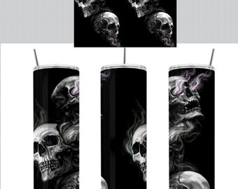 Skull Tumbler Wrap, Skull Png, Sublimation Skull Tumbler, mens Skull Tumbler, Skull Tumbler Design