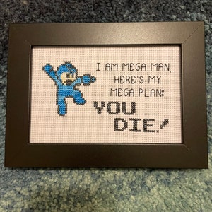 Mega Man finished cross stitch