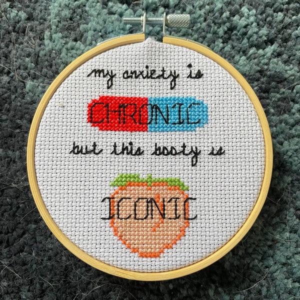 Anxiety is Chronic - 4" finished cross stitch