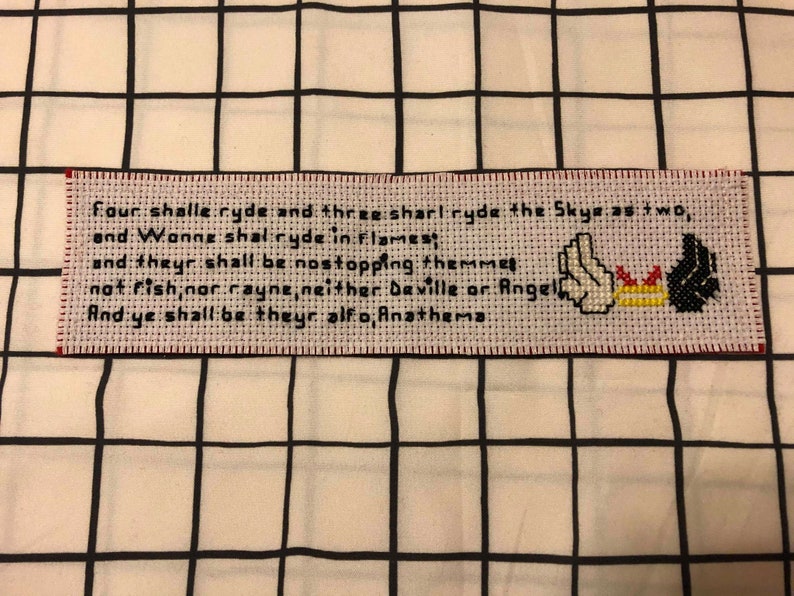 Prophecy Good Omens cross stitch bookmark image 1