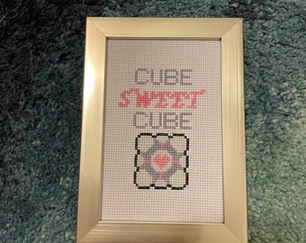 Cube Sweet Cube - Portal finished cross stitch
