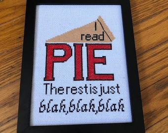 Supernatural finished cross stitch - I Read Pie