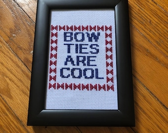 Bow Ties - Doctor Who finished cross stitch