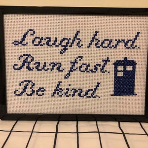 Laugh hard - Doctor Who finished cross stitch