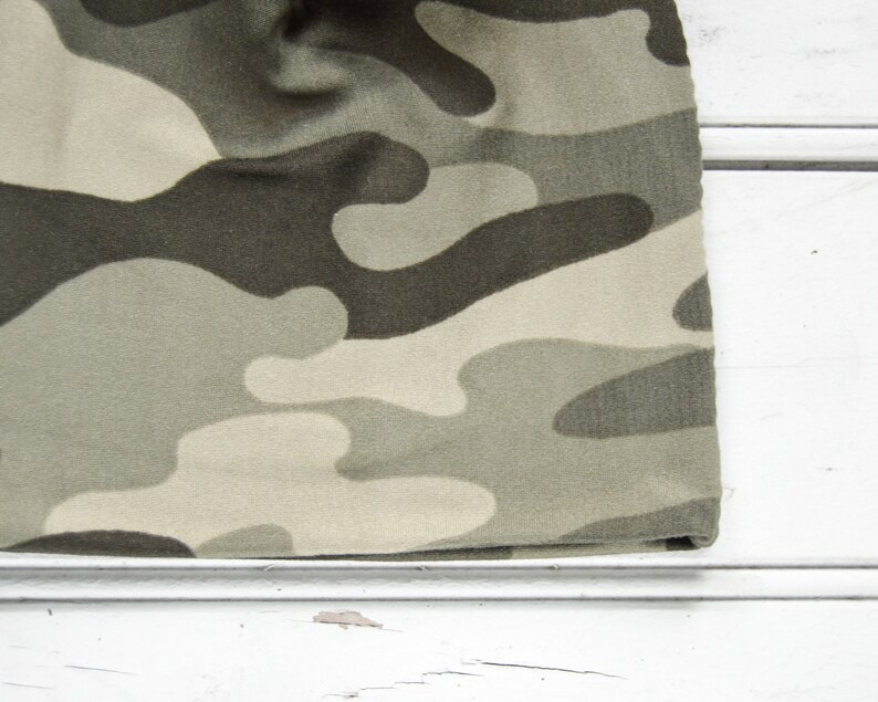 Camo beanie with fur pom pom Babytoddler boy pom hat Jersey knit stretch hat with removable pom pom Baby shower gift Photo prop