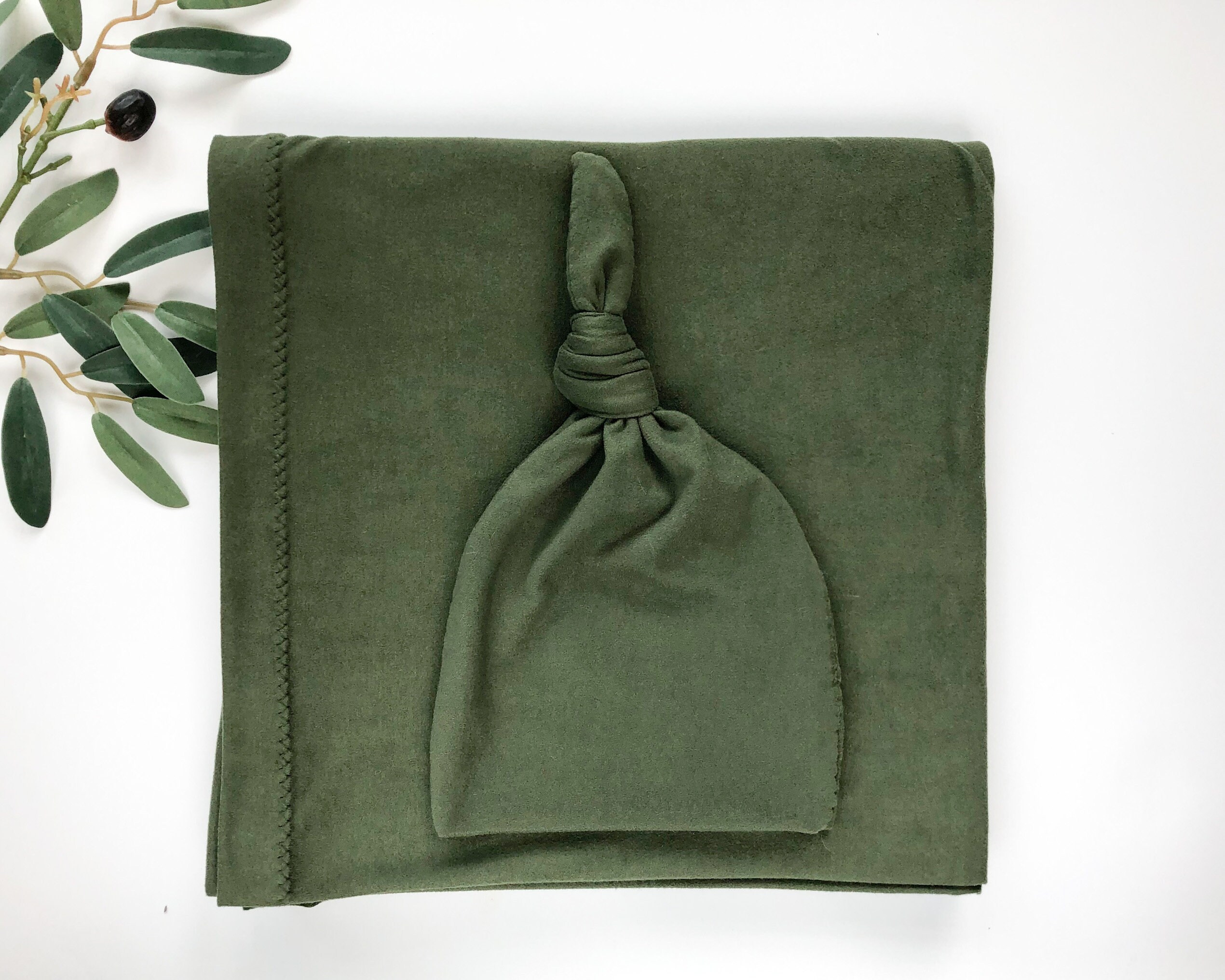 Olive Green Swaddle Blanket Set//baby Boy Swaddle Set//baby Etsy