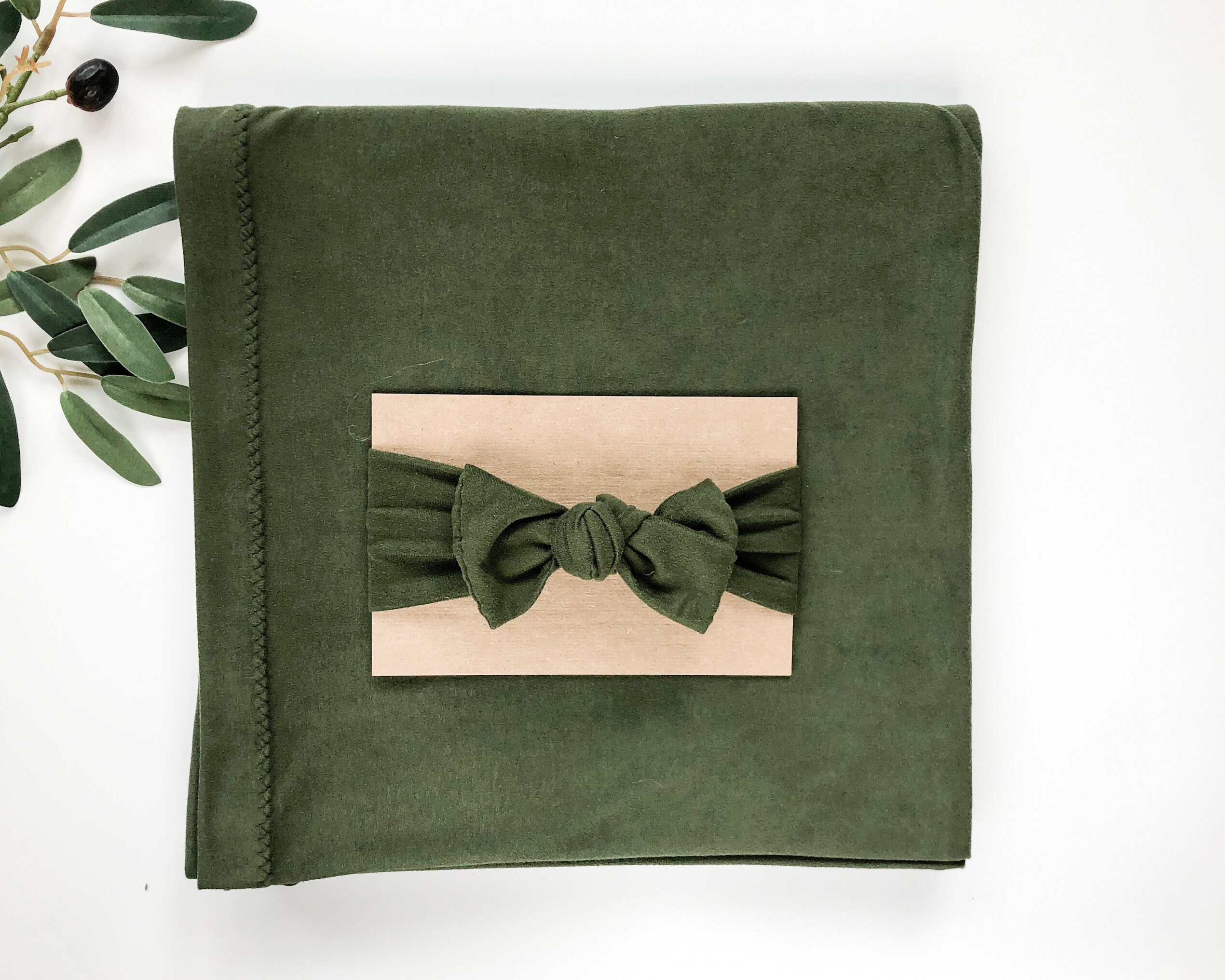 Olive Green Swaddle Blanket Set//baby Boy Swaddle Set//baby Etsy