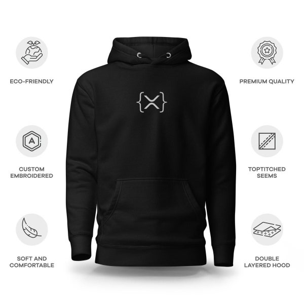 XRP Ledger Premium Hoodie | Bio-Kleidung für Krypto- und NFT-Enthusiasten | Ripple-Sweatshirt | Hochwertige umweltfreundliche Materialien