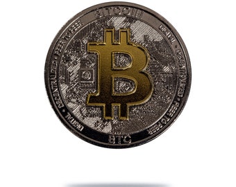 Blacked Bitcoin (BTC) Physische Krypto Münze von Cryptochips | Meistverkaufte Kryptowährung Sammlerstücke | Hochwertiger Bitcoin Merch | Bitcoin Art