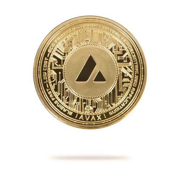 Avalanche (AVAX) Physischer Krypto Coin von Cryptochips | Meistverkaufte Kryptowährung Sammlerstücke | Hochwertiger Lawinen Merch | Geschenk für Ihn