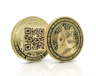 Dogecoin (DOGE) QR Münze | Kundenspezifische Lasergravur-Crypto-Münze von Cryptochips | Personalisiertes Geschenk oder Sammlerstück für Krypto-Enthusiasten