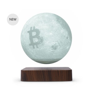 Levitating Bitcoin Moon by Cryptochips | The Ultimate Desk Accessory For Crypto Enthusiasts | 3D Floating Bitcoin (BTC) Moon