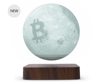 Schwebender Bitcoin Moon von Cryptochips | Das ultimative Schreibtisch-Accessoire für Krypto-Enthusiasten | 3D Floating Bitcoin (BTC) Mond