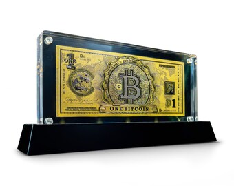 LED Moon Money Display Stand | Magnetic Acrylic Display Case For Cryptocurrency Collectables like Bitcoin and Ethereum | Crypto Gift