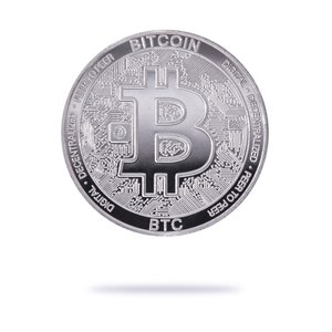 silver Bitcoin (BTC) physical crypto coin by Cryptochips. Collectable Cryptocurrency You Can HODL. Bitcoin merch or gift for crypto enthusiasts.